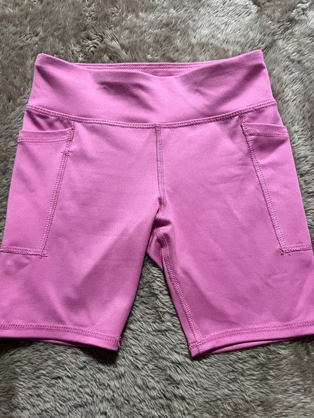 Athletic Works Pink High-Waist Bike Shorts with Side Pockets